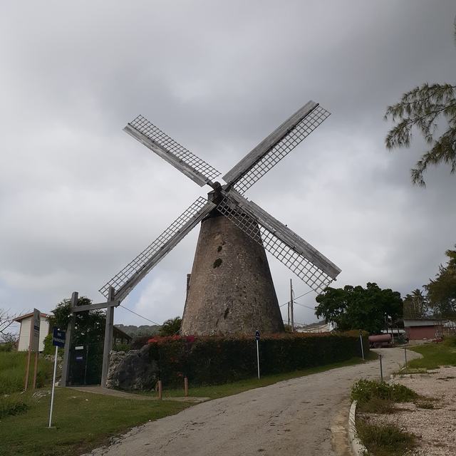 Sugar windmill on a country road